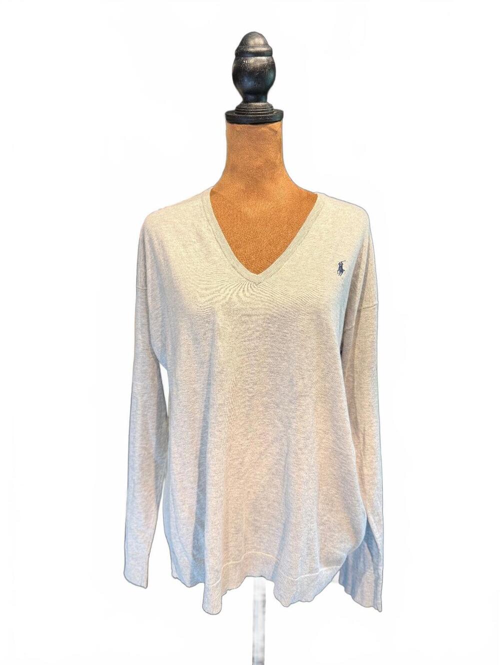 Polo Ralph Lauren Gray V-Neck Pima Cotton Sweater